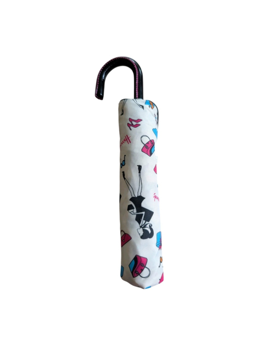 Harrods London Travel Umbrella w/ Matching Case Shopper Print Designer Accessory